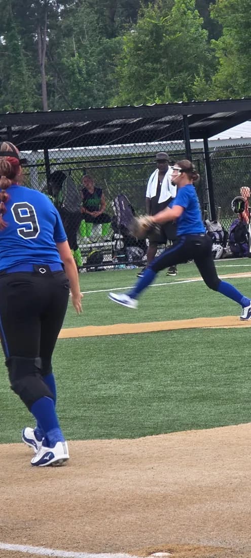 Alexis Arnold in her pitching motion at Hammond America.